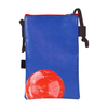 Crossbody Phone bag publicity banner blue, brown & red