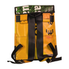 backpack publicity banner dark yellow & green