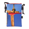 Crossbody Phone bag publicity banner blue, brown & red