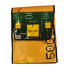 backpack publicity banner dark yellow & green coffee package