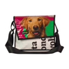 messenger bag M dog food package pink, green & black letters