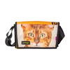 messenger bag / bike handlebar XS publicity banner & cat food package white & yellow