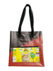 shopping bag cat food yellow, black and brown