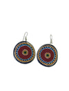 hook earrings brown, green & yellow mandala coffee capsules