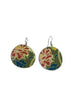 hook earrings green, orange & blue flowers coffee capsules